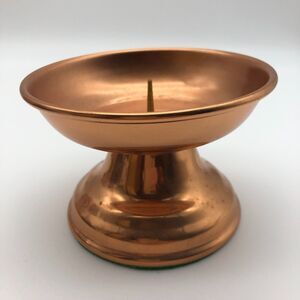 VINTAGE Copper Craft Guild Pillar Candle Holder Polished Copper Felt Base USA